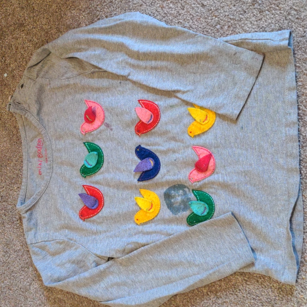 Mini Boden bird shirt 2-3